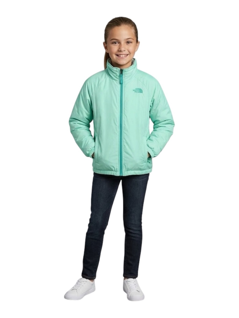 The North Face Girls Medium 10/12 Mint Sea foam  Insulated Jacket Lightweight